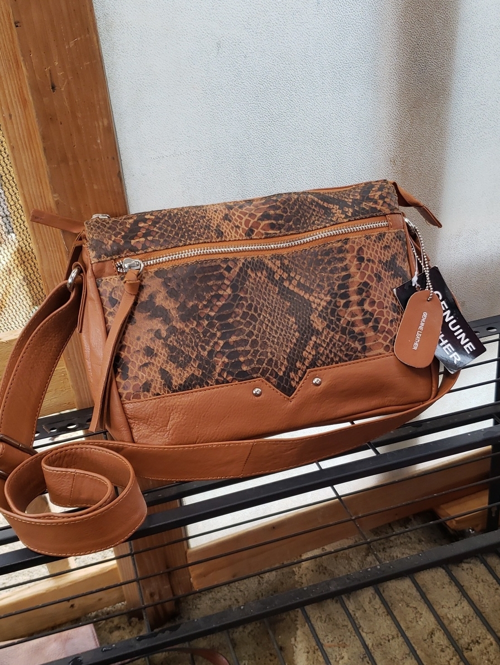 NWT VTG Great American Leather Works Snakeskin Crossbody Bag Rare GenuineLeather